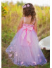 3D Flowers Blossom Tulle Curly Hem Fairy Flower Girl Dress